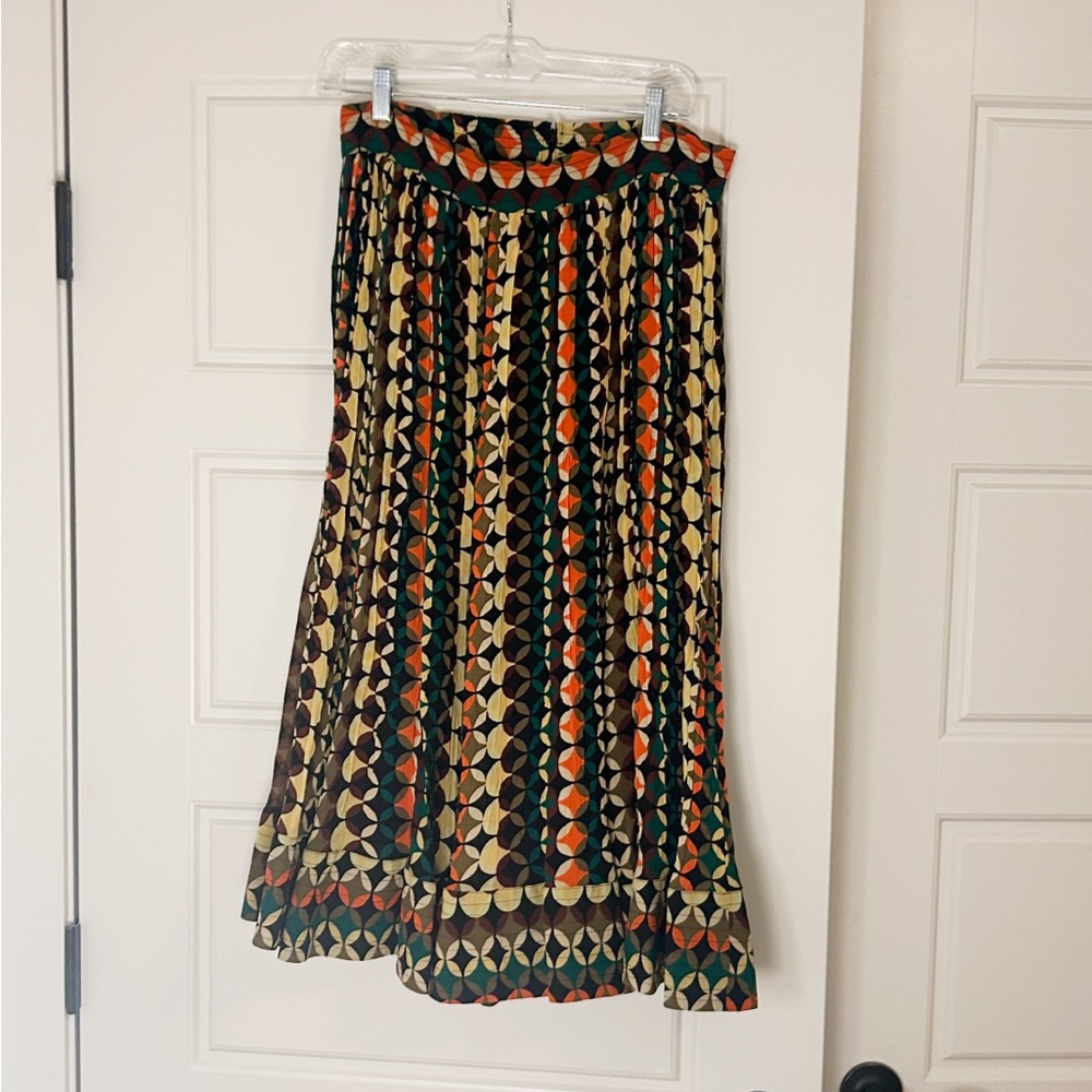 Mimi Liberté by Michel Klein Pleated Midi Skirt in geometric print size (10-12)